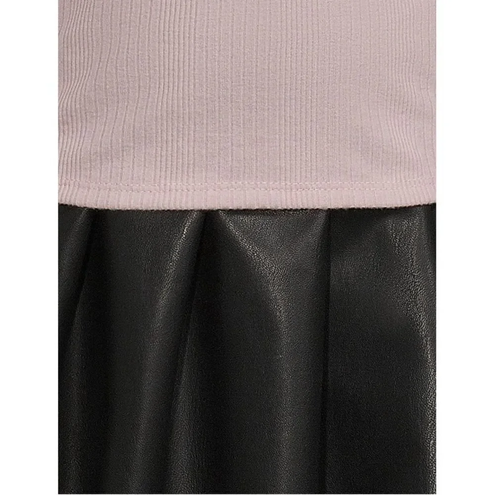 Toddler Girls Ribbed Mock Neck and Faux Leather Skirt Set, 2-Piece, Size 4T